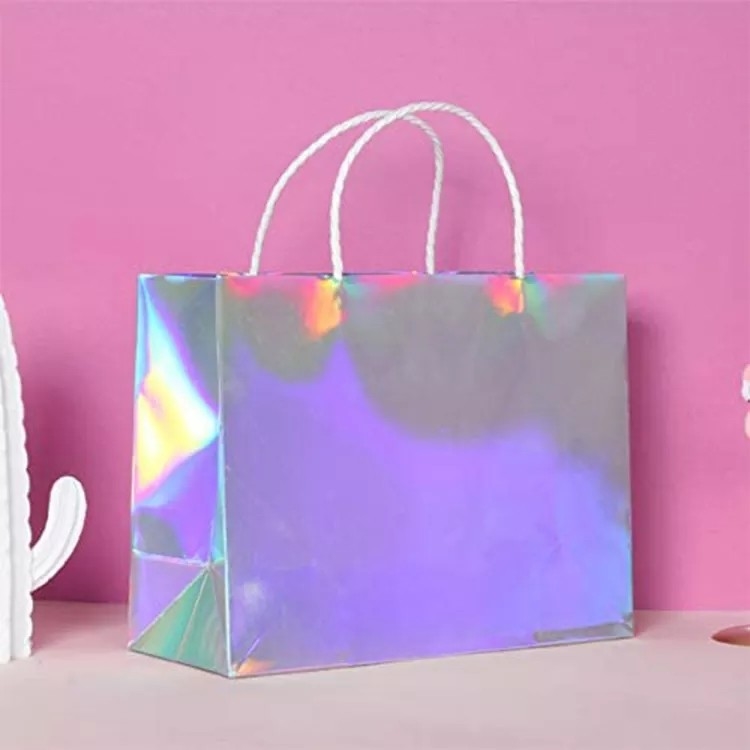 Brilha a cor holográfica de Cmyk dos sacos de portador da roupa da folha de prata
