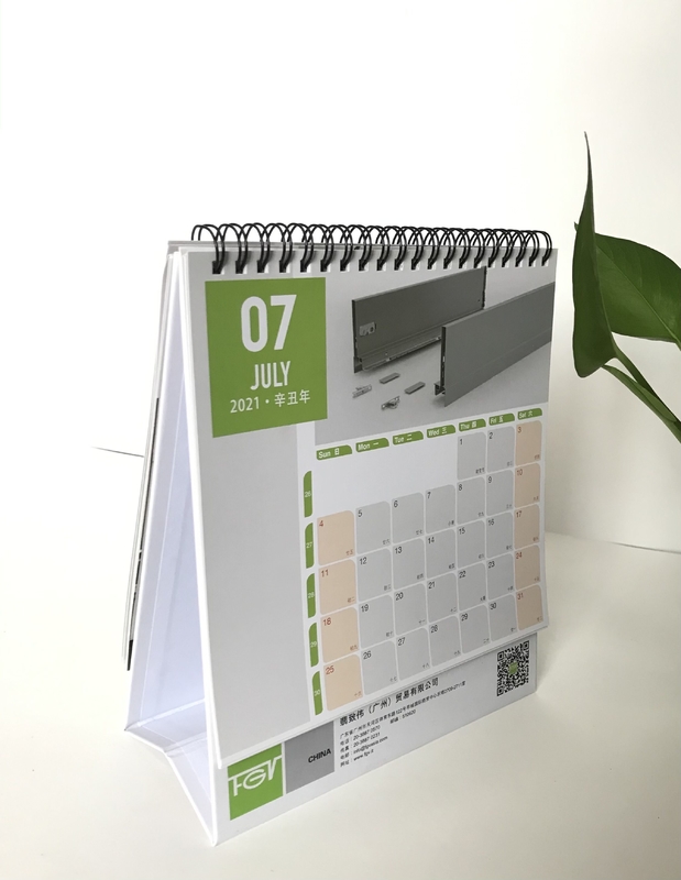 O dobro imprimível do calendário de mesa da cor de A4 A5 tomou partido do cartão 250g branco